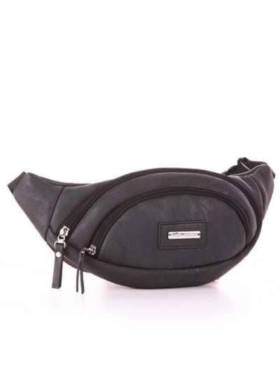 Брендова сумка на пояс, модель 181661 чорний. Зображення товару, вид ззаду.