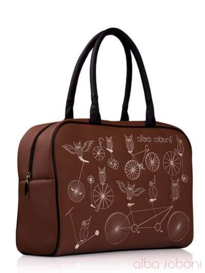 Молодіжна сумка з вышивкою, модель 130763 коричневий. Зображення товару, вид збоку.