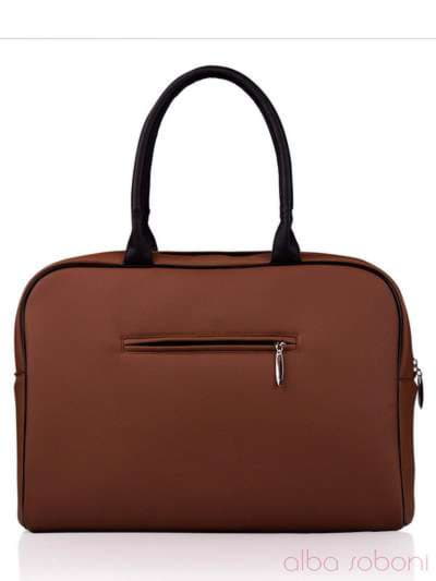 Молодіжна сумка з вышивкою, модель 130763 коричневий. Зображення товару, вид ззаду.