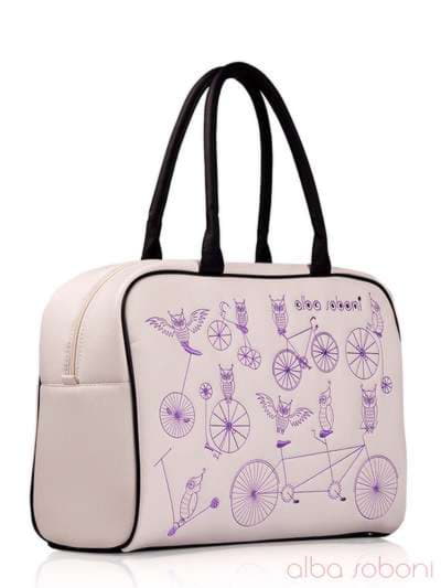 Шкільна сумка з вышивкою, модель 130763 білий. Зображення товару, вид збоку.