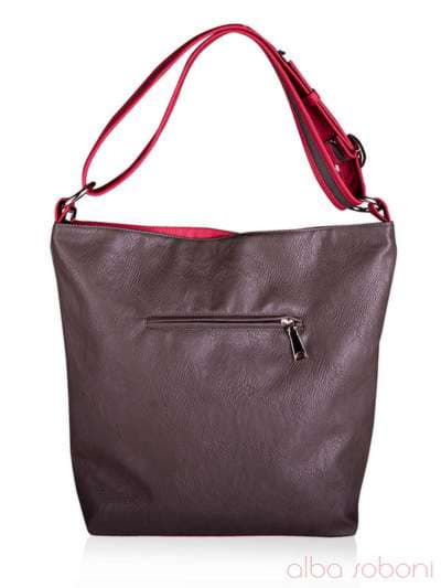 Стильна сумка з вышивкою, модель 130860 сіро-червоний. Зображення товару, вид ззаду.