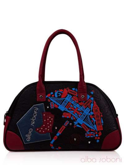 Стильна сумка з вышивкою, модель 130880 чорний. Зображення товару, вид спереду.