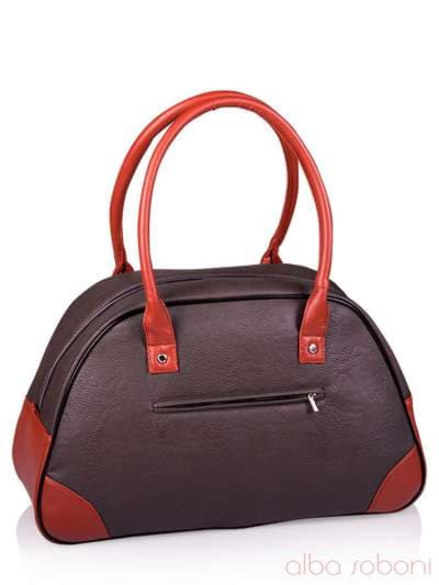 Модна сумка з вышивкою, модель 130881 сіро-коричневий. Зображення товару, вид ззаду.