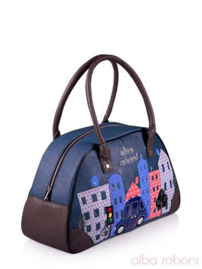 Шкільна сумка з вышивкою, модель 130883 синьо-сірий. Зображення товару, вид збоку.