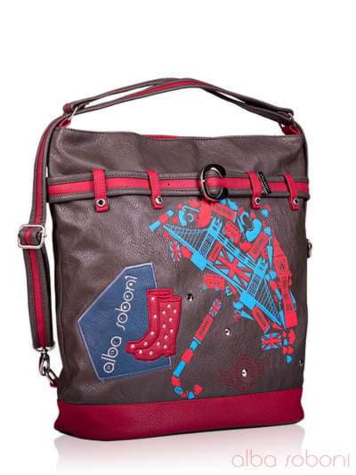 Шкільна сумка - рюкзак з вышивкою, модель 130870 сіро-червоний. Зображення товару, вид додатковий.