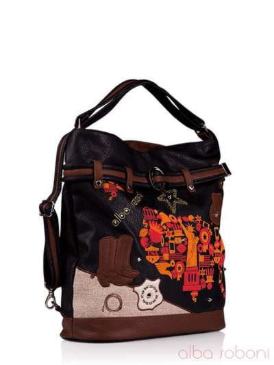 Шкільна сумка - рюкзак з вышивкою, модель 130871 чорний. Зображення товару, вид додатковий.