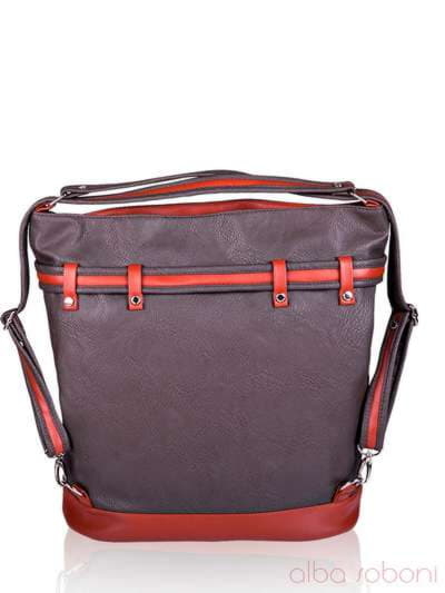 Брендова сумка - рюкзак з вышивкою, модель 130871 сіро-коричневий. Зображення товару, вид додатковий.