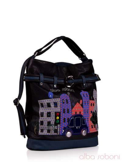 Модна сумка - рюкзак з вышивкою, модель 130873 чорний. Зображення товару, вид додатковий.