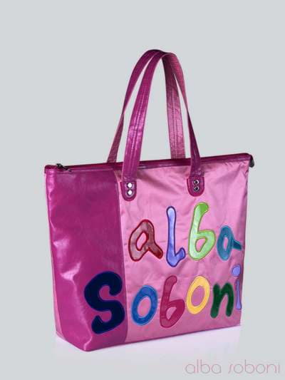 Брендова сумка з вышивкою, модель 141290 малиново-рожевий. Зображення товару, вид збоку.