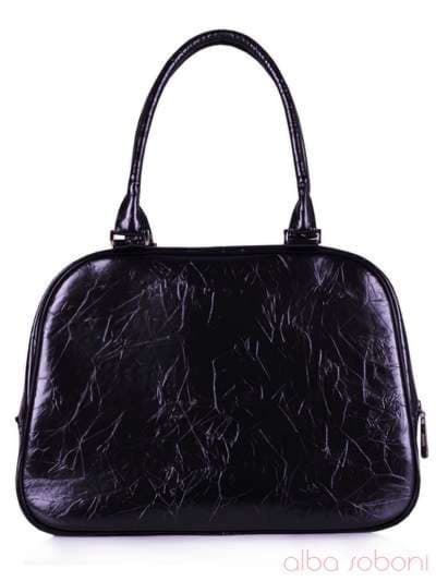 Брендова сумка з вышивкою, модель 120694 чорний. Зображення товару, вид ззаду.