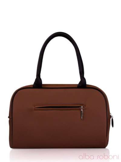 Модна сумка з вышивкою, модель 130774 коричневий. Зображення товару, вид ззаду.