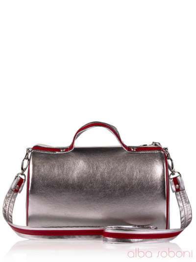 Стильна дитяча сумочка з вышивкою, модель 0112 срібло. Зображення товару, вид ззаду.