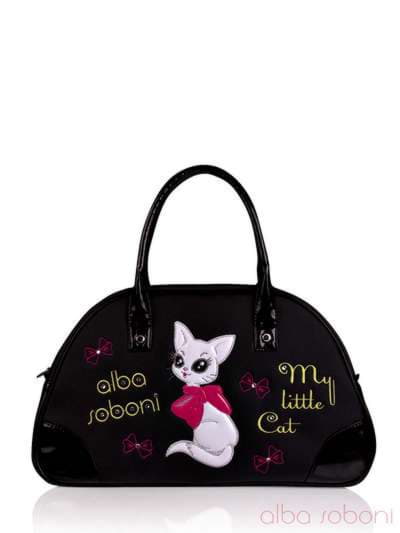 Стильна дитяча сумочка з вышивкою, модель 0141 чорний. Зображення товару, вид спереду.