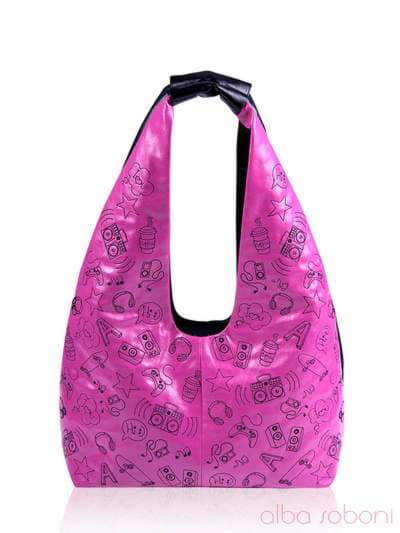 Брендова сумка з вышивкою, модель 131200 чорно-рожевий. Зображення товару, вид ззаду.