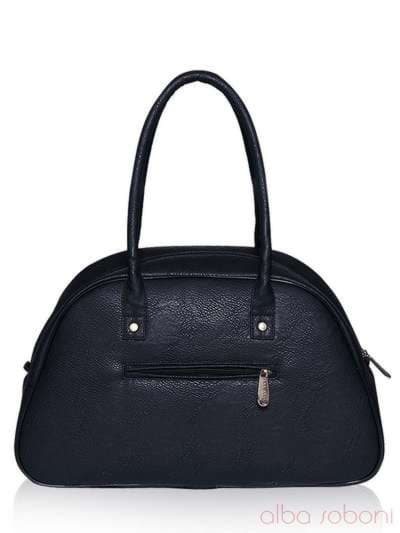 Модна сумка - саквояж з вышивкою, модель 141643 чорний. Зображення товару, вид ззаду.