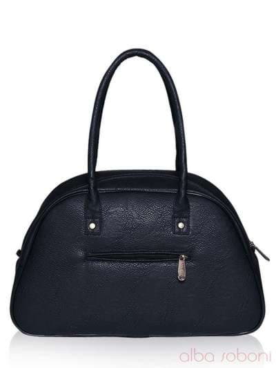 Стильна сумка - саквояж з вышивкою, модель 141645 чорний. Зображення товару, вид ззаду.