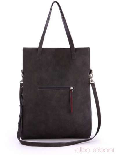 Брендова сумка з вышивкою, модель 170116 темно сірий. Зображення товару, вид ззаду.