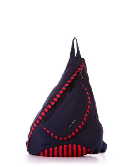 Жіночий моно рюкзак, модель 183822 синій/червона полоса. Зображення товару, вид збоку.