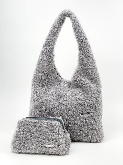 Фото товара: комлект (сумка та косметичка) n25095 світло-сірий. Фото - 1.