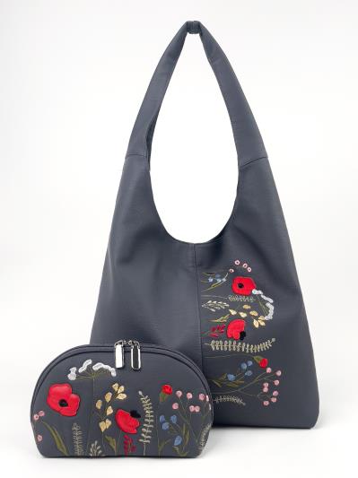 Фото товара: комлект (сумка та косметичка) n26103 графіт. Фото - 1.