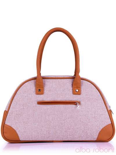 Літня сумка - саквояж з вышивкою, модель 130881 льон бежевий. Зображення товару, вид ззаду.