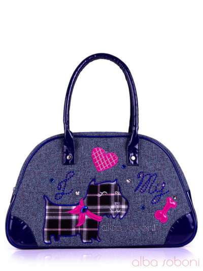 Літня сумка - саквояж з вышивкою, модель 130885 синій. Зображення товару, вид збоку.