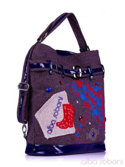 Модна сумка - рюкзак з вышивкою, модель 130870 льон коричневий. Зображення товару, вид додатковий.