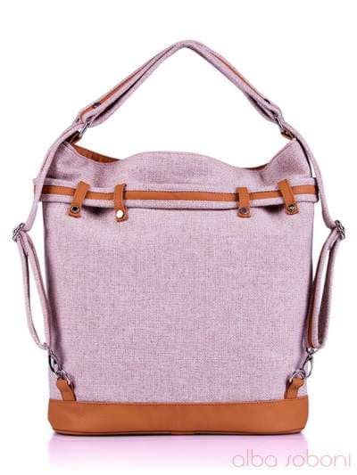 Жіноча сумка - рюкзак з вышивкою, модель 130871 льон бежевий. Зображення товару, вид додатковий.