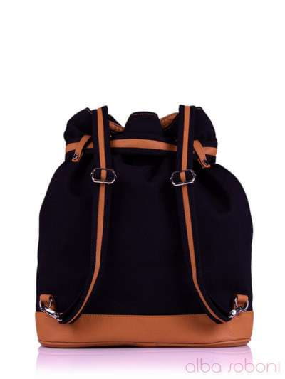 Брендова сумка - рюкзак з вышивкою, модель 130871 чорний (джинс). Зображення товару, вид додатковий.