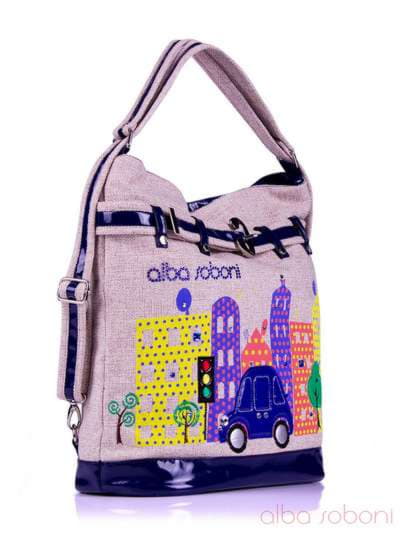 Літня сумка - рюкзак з вышивкою, модель 130873 льон бежевий. Зображення товару, вид додатковий.