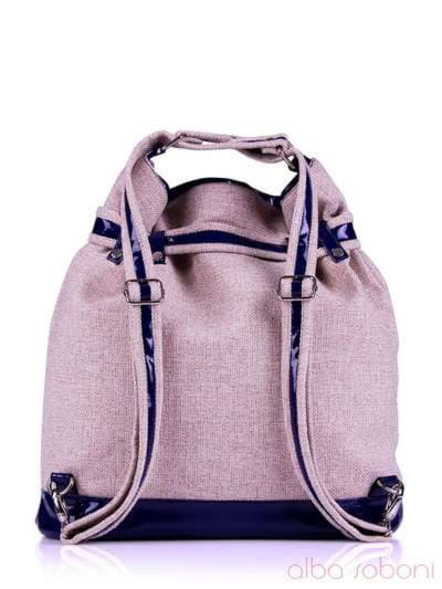 Літня сумка - рюкзак з вышивкою, модель 130873 льон бежевий. Зображення товару, вид додатковий.