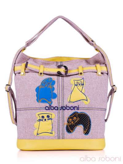 Літня сумка - рюкзак з вышивкою, модель 130874 льон бежевий. Зображення товару, вид ззаду.