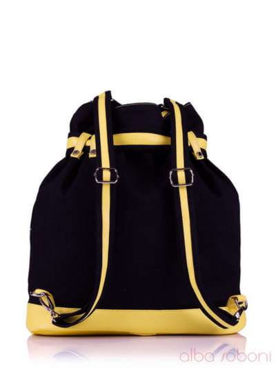 Брендова сумка - рюкзак з вышивкою, модель 130874 чорний (джинс). Зображення товару, вид додатковий.