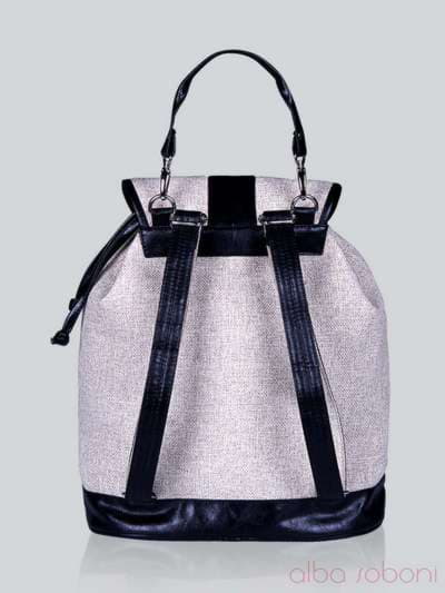 Стильний рюкзак з вышивкою, модель 141242 льон бежевий. Зображення товару, вид ззаду.