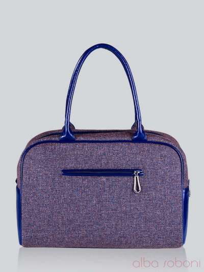 Літня сумка - саквояж з вышивкою, модель 141230 льон коричневий. Зображення товару, вид ззаду.