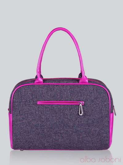 Літня сумка - саквояж з вышивкою, модель 141231 льон коричневий. Зображення товару, вид ззаду.