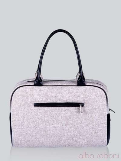 Стильна сумка - саквояж з вышивкою, модель 141232 льон бежевий. Зображення товару, вид ззаду.