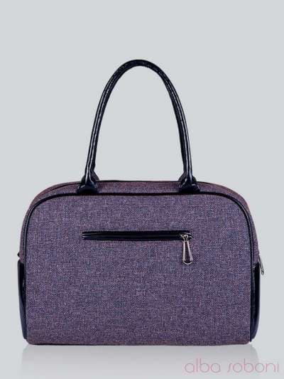 Молодіжна сумка - саквояж з вышивкою, модель 141232 льон коричневий. Зображення товару, вид ззаду.