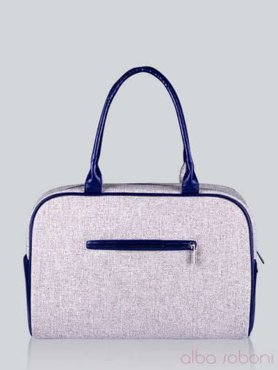 Брендова сумка - саквояж з вышивкою, модель 141234 льон бежевий. Зображення товару, вид ззаду.