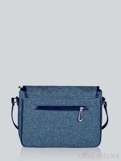 Літня сумка з вышивкою, модель 141250 льон синій. Зображення товару, вид ззаду.