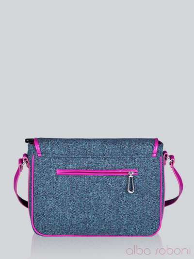Молодіжна сумка з вышивкою, модель 141251 льон синій. Зображення товару, вид ззаду.