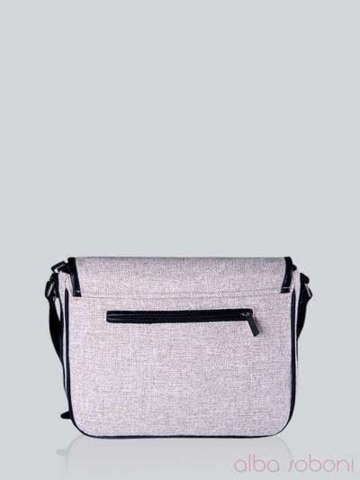 Брендова сумка з вышивкою, модель 141252 льон бежевий. Зображення товару, вид ззаду.