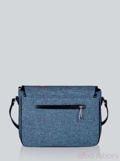 Літня сумка з вышивкою, модель 141255 льон синій. Зображення товару, вид ззаду.