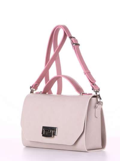 Стильна ділова сумочка, модель E18012 французький сірий-рожевий. Зображення товару, вид збоку.