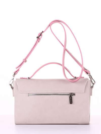 Стильна ділова сумочка, модель E18012 французький сірий-рожевий. Зображення товару, вид ззаду.