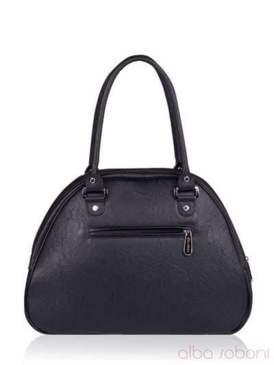 Модна сумка - саквояж з вышивкою, модель 152301 чорний. Зображення товару, вид ззаду.