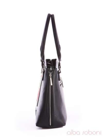 Модна сумка з вышивкою, модель 162360 чорний. Зображення товару, вид ззаду.