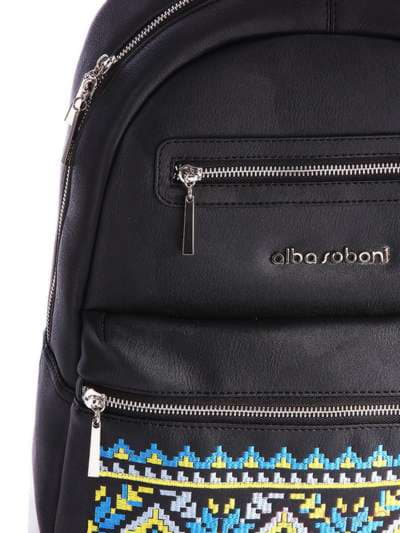Брендова сумка з вышивкою, модель 162371 чорний. Зображення товару, вид додатковий.