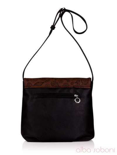 Стильна сумка з вышивкою, модель 130982 чорно-коричневий. Зображення товару, вид ззаду.
