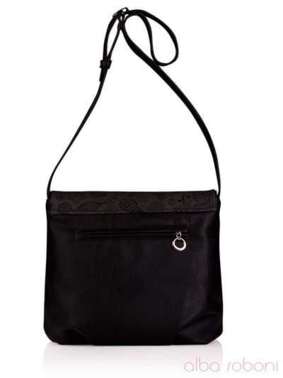 Молодіжна сумка з вышивкою, модель 130982 чорно-сірий. Зображення товару, вид ззаду.